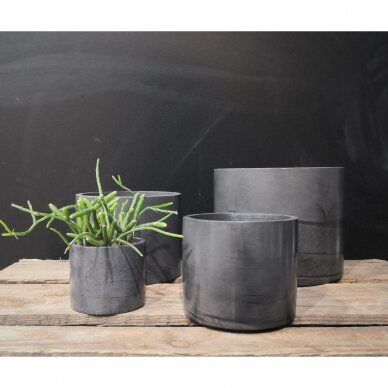 Black concrete planter - round